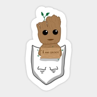 Groot in a pocket Sticker